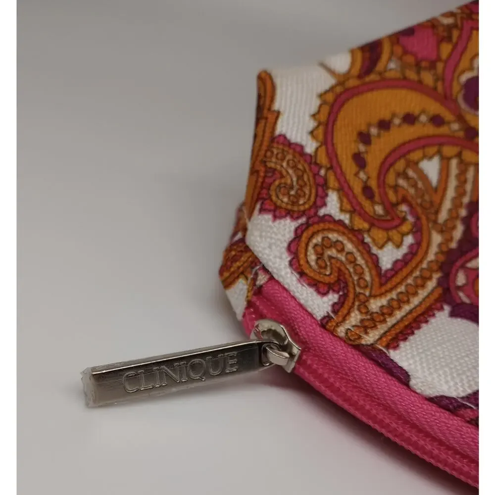 Clinique Pink‎ And Pruple Boho Print Cosmetic Bag NWOT